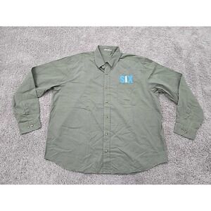 Eddie Bauer Shirt Mens XL Green Long Sleeve Button Up Sigma Six Embroidered Logo